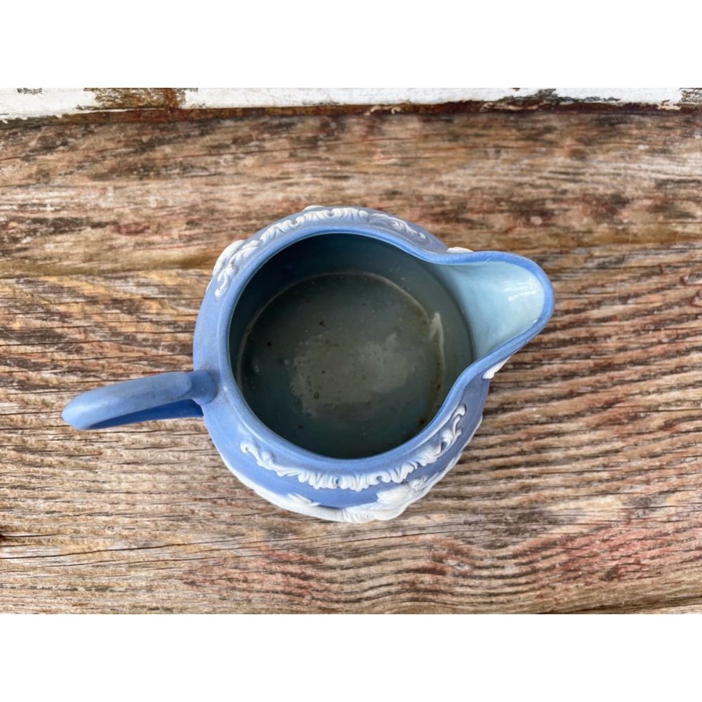 Antique Schafer Vater blue Jasperware Creamer Pitcher With Fairy Nymph - Picture 5 of 8